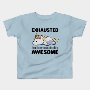 Exhausted From Being Awesome Lazy Unicorn Gift Kids T-Shirt